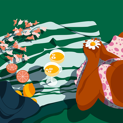 .Summer Picnic & Flowers digital art illustration illustrator vector illustration