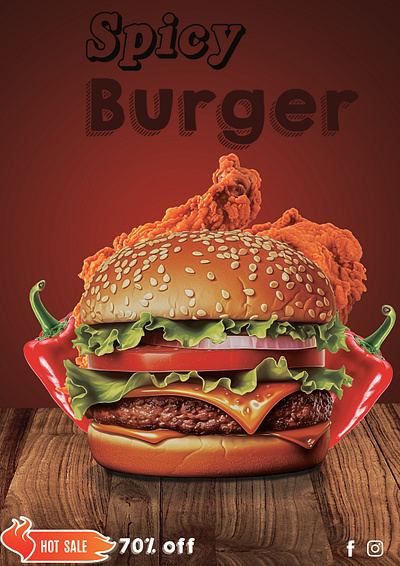 Spicy Burger design branding creative design flyer design graphic design illustrator photoshop spicy buger