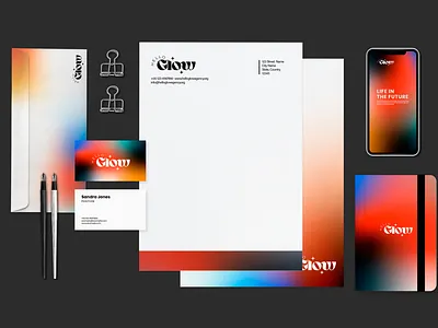 Hello Glow Stationary branding graphic design