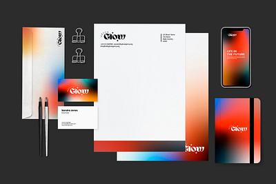 Hello Glow Stationary branding graphic design