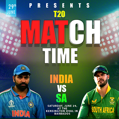 Winning Spirit: India vs. South Africa Clash cricket poster graphic design t20