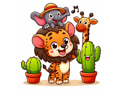 Cute funny animals vector illustration african animals app book branding cute design funny graphic design illustration jungle kids logo modern toys ui vector zoo