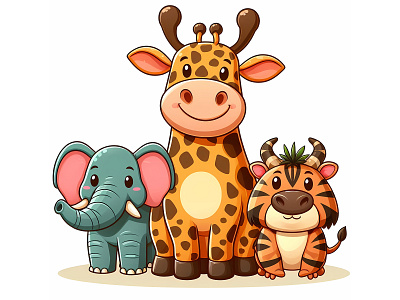 Cute funny animals vector illustration african animals app baby book branding cute design funny graphic design illustration jungle kids logo print toys ui vector zoo