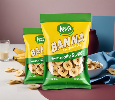 Banana Chips Packaging Design banana banana chips banana chips packaging design bottle label chips chips packaging design food food packaging graphic design label label design packaging design packet pouch design product packaging snack snack packaging