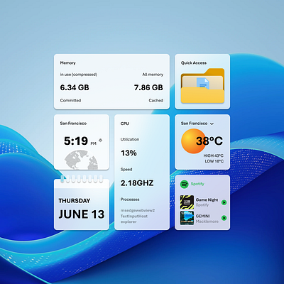 Windows 11 Home Screen Widgets Concept osdesign ui uidesign uiux uxdesign webdesign widgets widgetsconcept windows11 windows11concept windows11widetsconcept