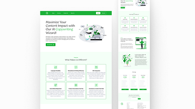 AI Copywriting Tool Landing Page UI Design ai copywriting design landing page design landingpage ui ui design uiux design website concept website design