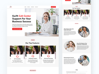 Customer Support Website Landing Page Design call center landing page design landingpage support center ui ui design website concept website design