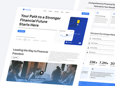 Finansiku - Finance Landing Page bank blue clean finance fintech landingpage minimalist modernwebsite money saving ui uidesign webdesign