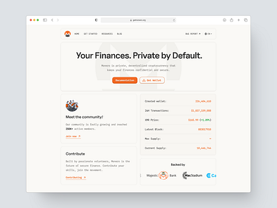 Monero (XMR) - Landing Page Redesign blockchain design crypto cryptocurrency figma landing page monero ui design uiux web3