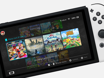Switch Library Navigation clean clean ui concept design game ui interface nintendo switch switch ui ui design