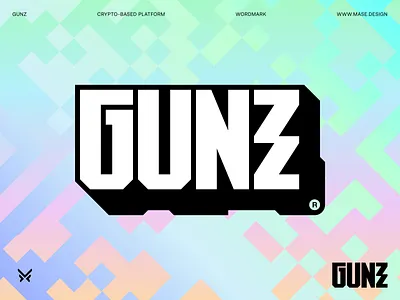 GUNZ Wordmark 3d bold brand identity branding color crypto digital gradient gunz letter logo logotype mase maserekt monogram pixel symbol wormdark