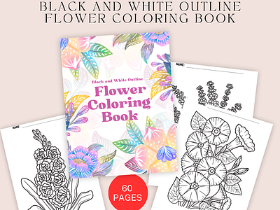Black and White Outline Flower Coloring Book coloring book flower coloring pages