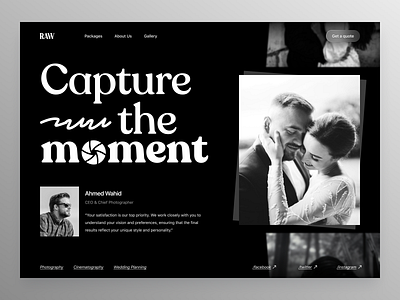 Web UI agency black theme branding concept design dark mode dark ui design header design hero section landing page minimal photographer photographer portfolio portfolio showreel ui ui design web design web ui