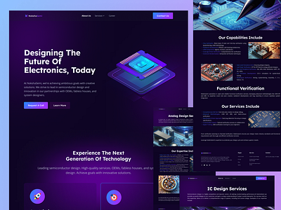 Nokshsemi-Semiconductor Chip Design Company Landing Page ai ai image bangladeshi hi tech landing page nokshaemi purple theme sci fi semi conductor silicon chip