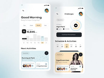 FlexFrame - Fitness App appdesign fitnessapp health meditation nutrition running workout workouttracking