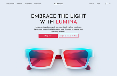 E-commerce for a sunglasses brand "Lumina" design e commerce logo sunglasses ui ux