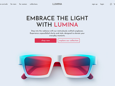 E-commerce for a sunglasses brand "Lumina" design e commerce logo sunglasses ui ux