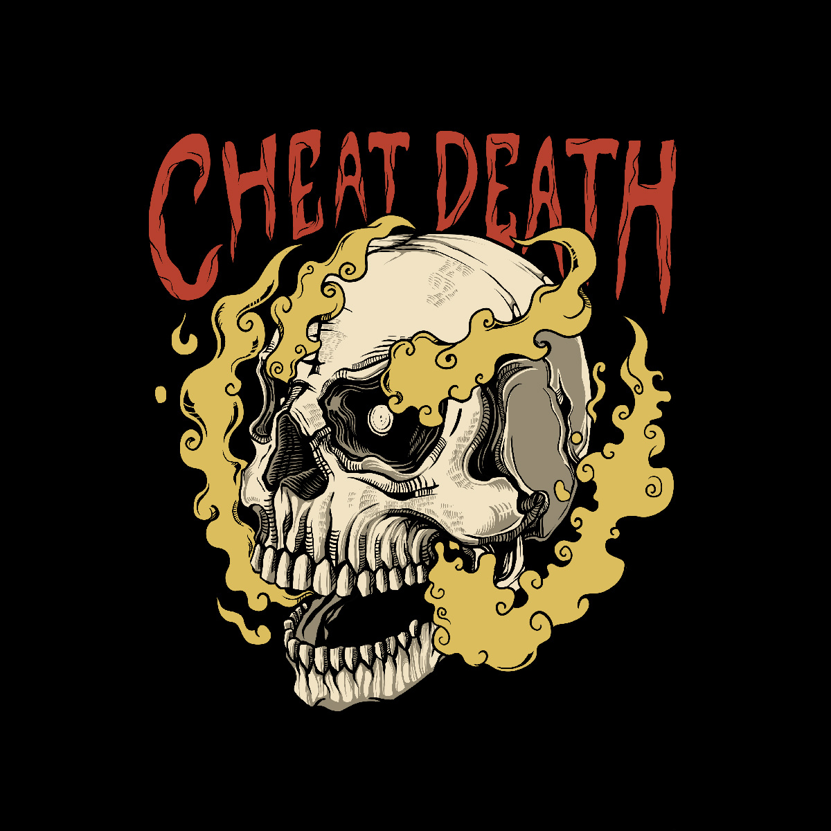 Cheat Death - Skull Illustration apparel design artwork badge design badge illustration concept art digital art graphic design illustration skull skull artwork skull illustration