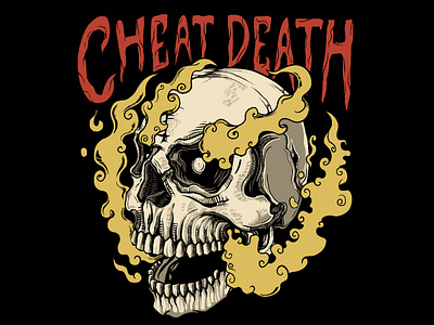 Cheat Death - Skull Illustration apparel design artwork badge design badge illustration concept art digital art graphic design illustration skull skull artwork skull illustration