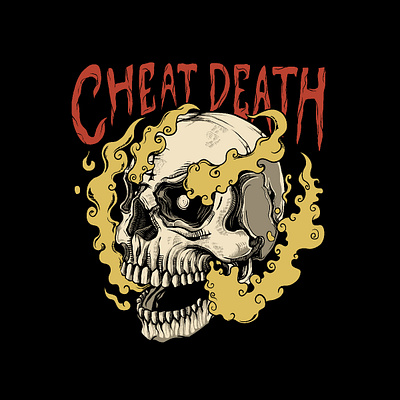 Cheat Death - Skull Illustration apparel design artwork badge design badge illustration concept art digital art graphic design illustration skull skull artwork skull illustration