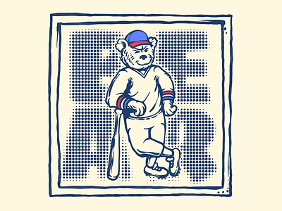 Morale Bear Vintage Illustration 90s american football animals baseball batter bear bear art character chicago cubs embriodery illustration ink morale pitcher retro screen print stamp vector vintage wringleyville