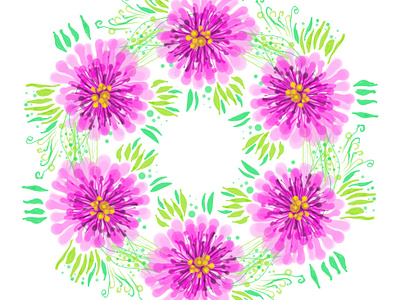 Illustration - Spring Wreath graphic design illustration