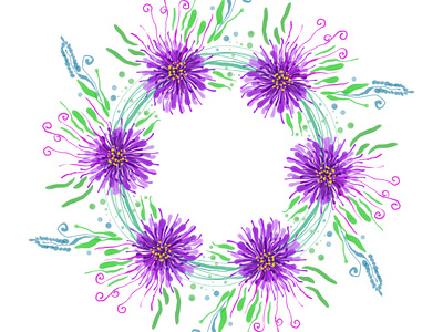 Illustration - Purple Wreath graphic design illustration