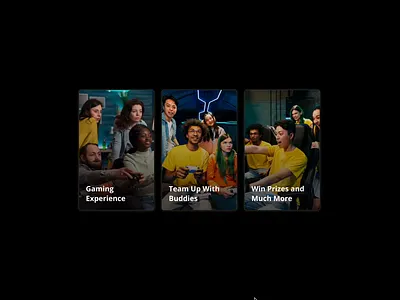 Gaming Website UI cards animation card e sport gaming hero section motion graphics people ui ui card ux web webdesign