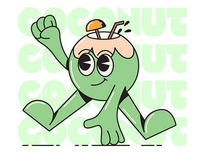 Retro Coconut Character character coconut illustration retro simple summer vector