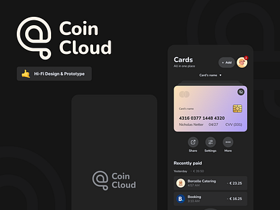 Coin Cloud - Design Concept account app bank concept currency design financial mobile modern money product ui ux