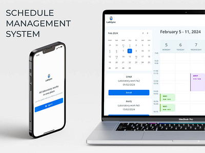 Schedule management system "LabSync" design interfaces logo management syste schedule system ui ux