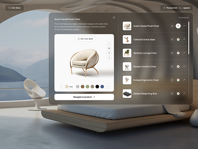 Virtual Reality Product Cofnigurator - Product List ar augmented reality ecommerce furniture product shop showroon unity virtual reality vr