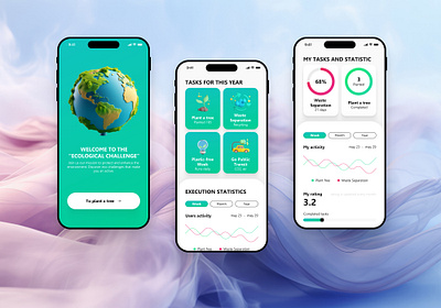 ECOLOGICAL CHALLENGE 3d animation app branding design ecological ether graphic design illustration logo motion graphics ui ux vector