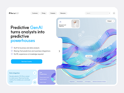 AI Predective - Health - 3006241329 3d ai ai tool design art bento data analysis genai healthcare heath homepage landing page medical minimal platfrom predicive ai saas ui ux visual arts web design