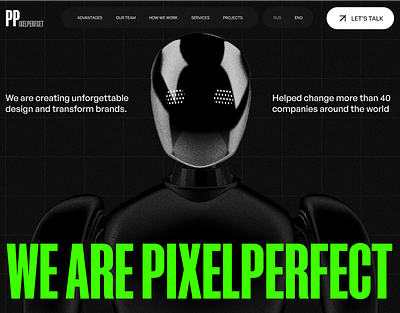 Pixelperfect - creative web-agency 3d animation creative agency design studio green interface landing landing page ui ux uxuidesign web agency web design website