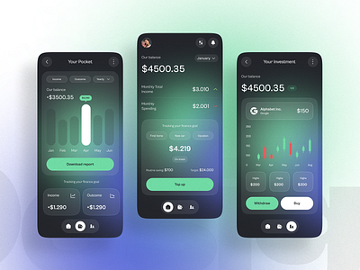 Finance Management App app bank app banking chart financeapp financialapp fintech income investment ios app minimalist mobile app online banking oww payment stocks trading transaction uidesign wallet