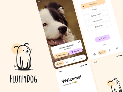 Fluffy Dog - App concept animal app bright cat clean design designer dog happy mobile modern product shelter ui ux