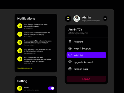 Notification & Profile Menu account design icon icon pack icon set icondesign iconly iconly pro iconography iconpack icons iconset illustration menu notification notification ui profile setting ui