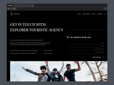 Travel Agency - Contact Us Page agency contact contactus design figma responsive section travel uxui webdesign