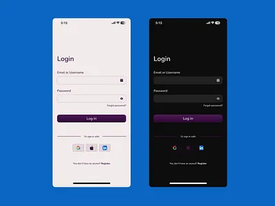 log in🎨 light and dark mode ui ui design