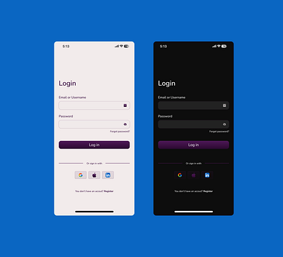 log in🎨 light and dark mode ui ui design