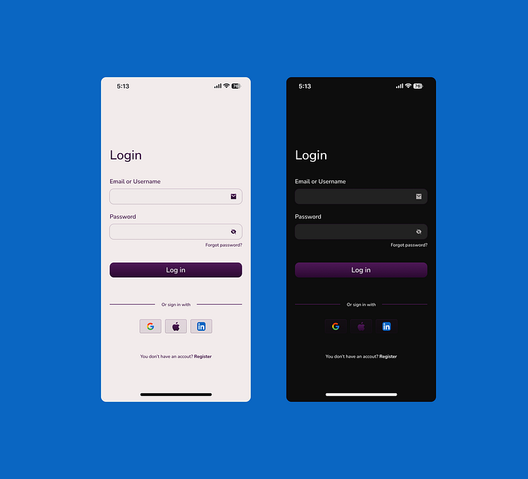 log in🎨 light and dark mode by Michael Ehigiamusoe on Dribbble