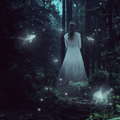 #1 Photoshop Manipulation - Ghost Bride on the Lonely Forest art bride concept art digital digital art editing fantasy fish forest ghost haunting horror manipulation photo photo editing photoshop spectral spooky surreal visual effects