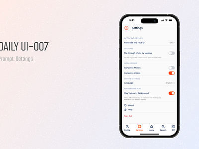 Daily UI-007-Settings daily ui challenge dailyui ui ui design