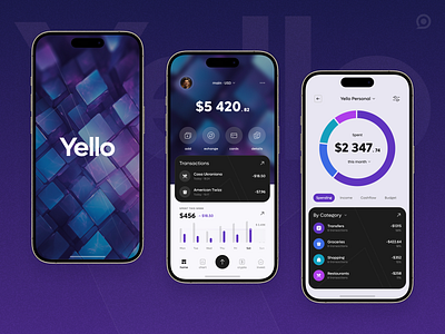 Yello - FinTech app banking chart design finance fintech mobile app money transfer product product design splash screen transaction ui ux
