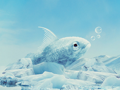 #2 Photoshop Manipulation - Icy Fish in the Cold Desert adobe blue cold desert digital editing fish graphic design ice manipulation photo photoshop sky tutorial