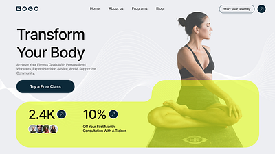 First page of website for fitness program design ui ux web webdesign website
