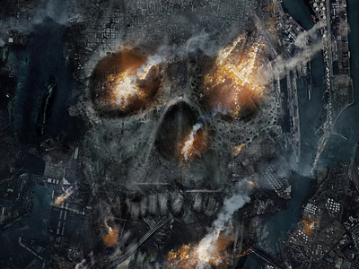 #3 Photoshop Manipulation - Post-Apocalyptic Movie Poster cinematic city design design inspiration digital dystopian fantasy fire graphic design illustration illustrator indesign manipulation movie poster photoshop post apocalyptic poster sci fi skull visual effects