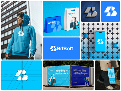 Bitbolt Branding b lettering bolt brand design brand identity branding business company concept ecommerce idea logo logomark logotype minimal modern startup symbol thunder trademark visual identity