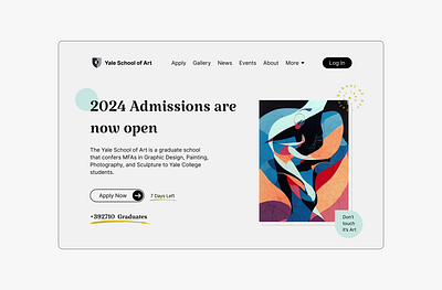 The Yale School of Art educational landing page landing page learning product design uiux university landing page web design website redesign